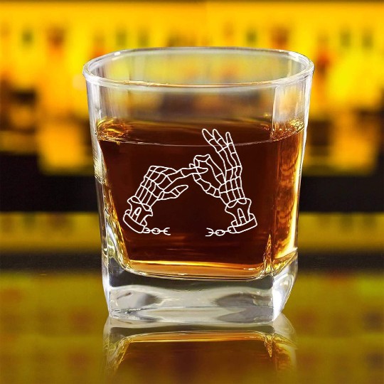 Skeleton Hands Funny Square Whiskey Glasses