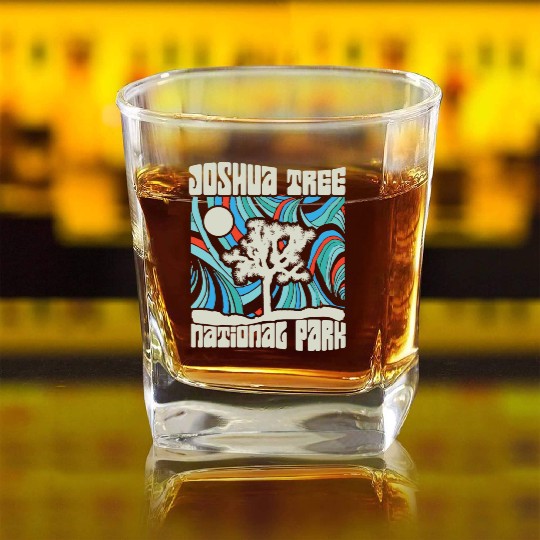 Joshua Tree National Park Retro Psychedelic 60S Ho Square Whiskey Glasses