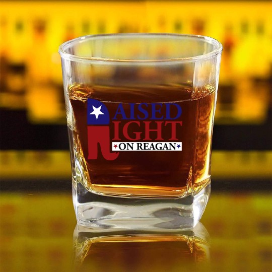 Raised Right On Reagan 80'S Nostalgia Square Whiskey Glasses