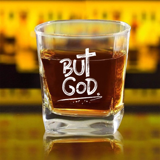 But God Cross Christian Square Whiskey Glasses