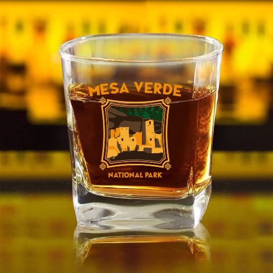 Mesa Verde National Park Novelty Graphic Design Square Whiskey Glasses