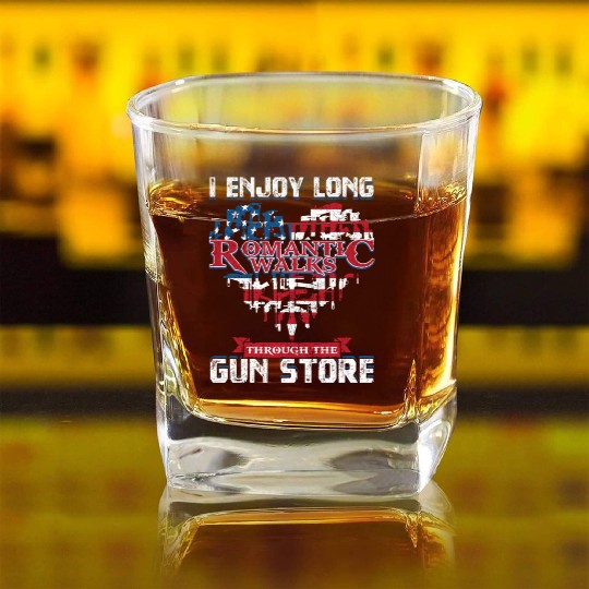 Romantic Walks The Gun Store For Gun Or Ammo Lover Square Whiskey Glasses