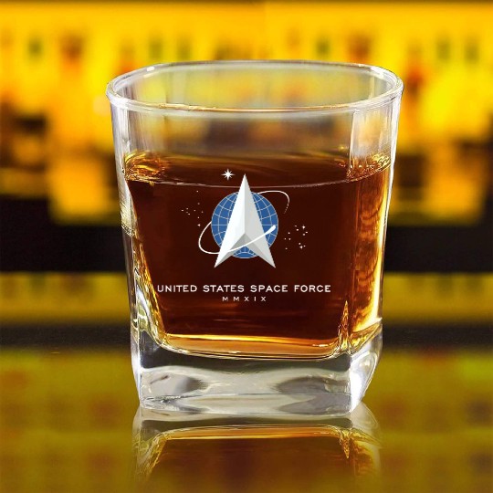 UNITED STATES US SPACE FORCE USSF DELTA FLAG birth Square Whiskey Glasses