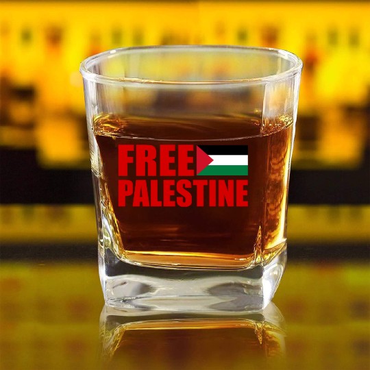 Free palestine Square Whiskey Glasses