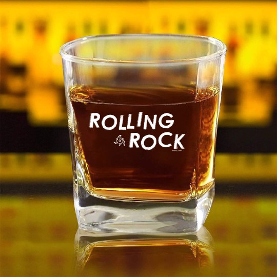 Rolling Rock (Logo) Square Whiskey Glasses