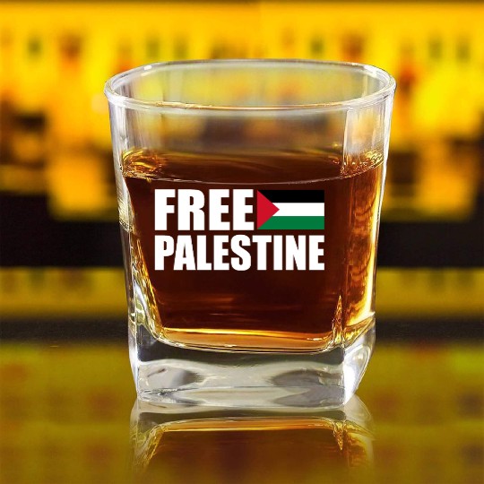 Free palestine Square Whiskey Glasses
