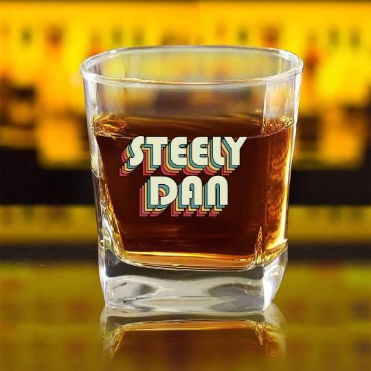 Steely Dan | Unique Retro Faded-Style Typography Square Whiskey Glasses