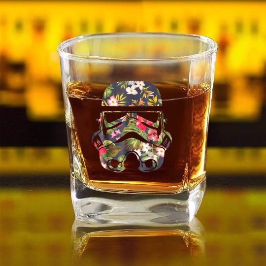 Star Wars Tropical Stormtrooper Floral Square Whiskey Glasses