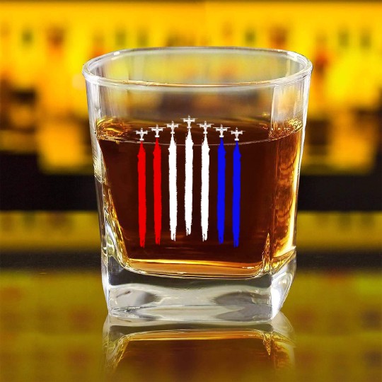 V-22 Osprey Helicopter Red White Blue Contrails Square Whiskey Glasses