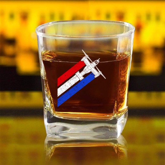 V-22 Osprey Helicopter Red White Blue Contrails Square Whiskey Glasses