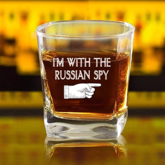 I'm With Russian spy Matching Halloween Costume Square Whiskey Glasses