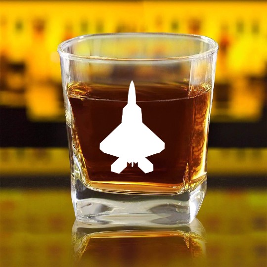 F 22 Raptor Fighter Jet Square Whiskey Glasses