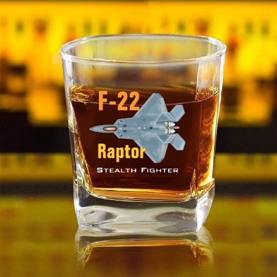 F 22 Raptor stealth fighter Square Whiskey Glasses