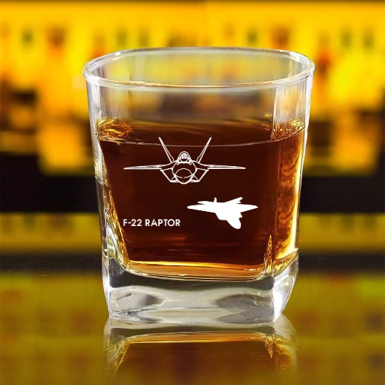 Lockheed Martin F-22 Raptor Square Whiskey Glasses