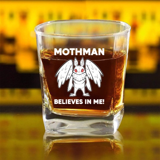 Mothman Believes In Me Square Whiskey Glasses