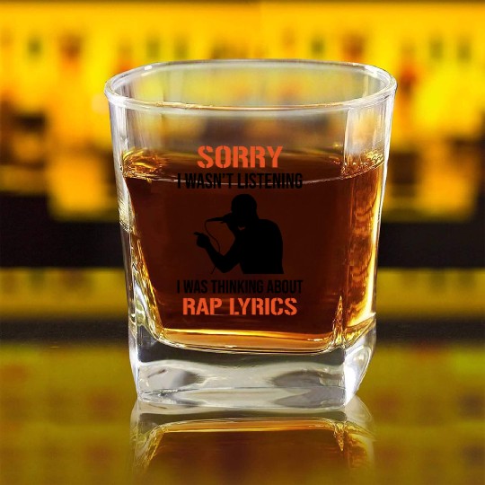 Rapper MC Hip Hop Rap Lyrics Freestyle Quote Square Whiskey Glasses