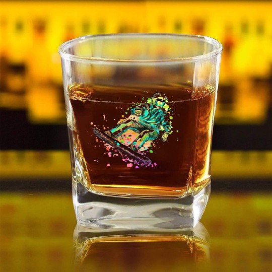 Snowboard Snowboarding Snowboarder Square Whiskey Glasses