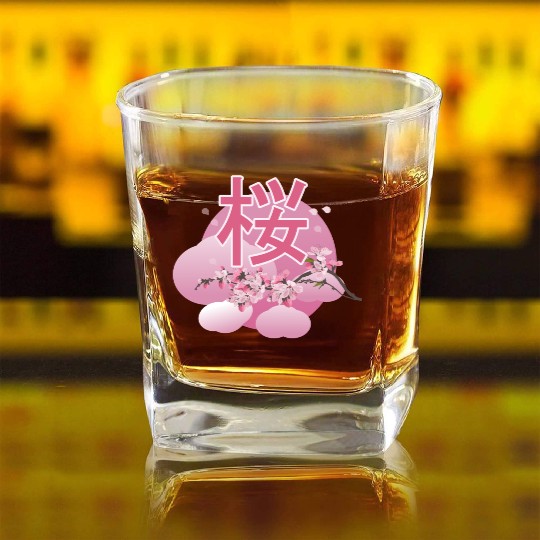 Cherry bloosom , Sakura, Cherry Blossom Square Whiskey Glasses