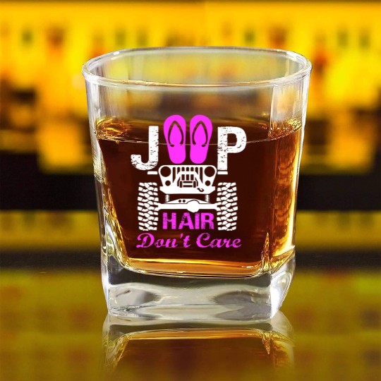 Jeep Hair Don't Care Square Whiskey Glasses