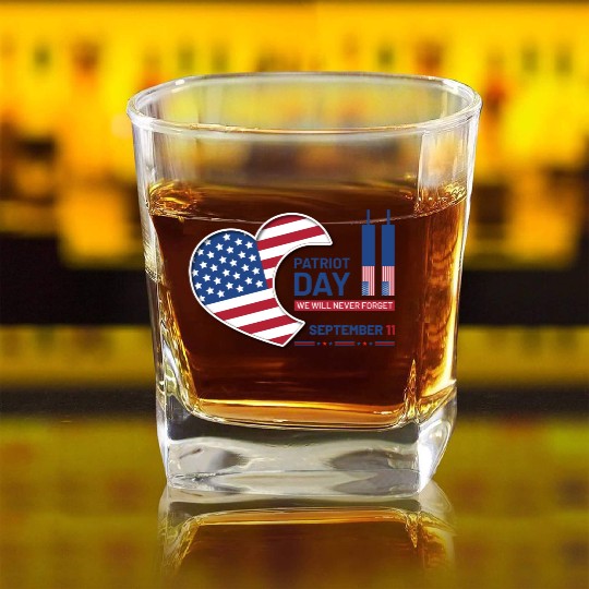 Patriot Day 9 11 USA Square Whiskey Glasses
