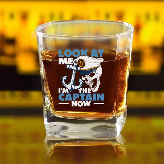 Captain Boat Lovers Fishermen Sailing Boating Square Whiskey Glasses