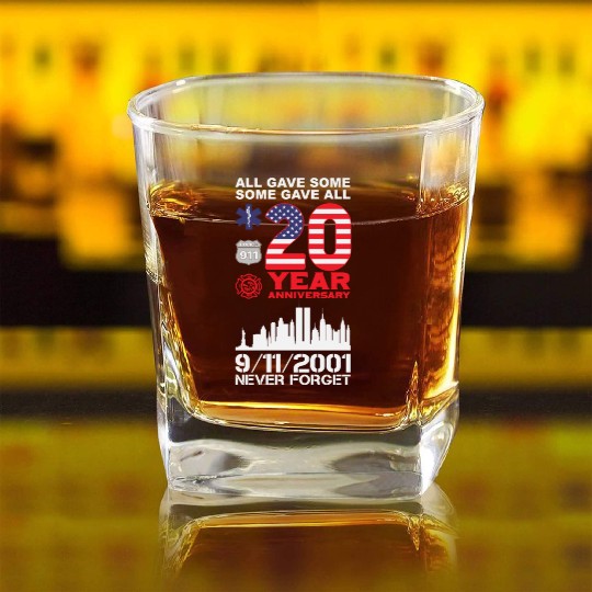 Patriot Day Never Forget 9 11 2001 Anniversary Square Whiskey Glasses