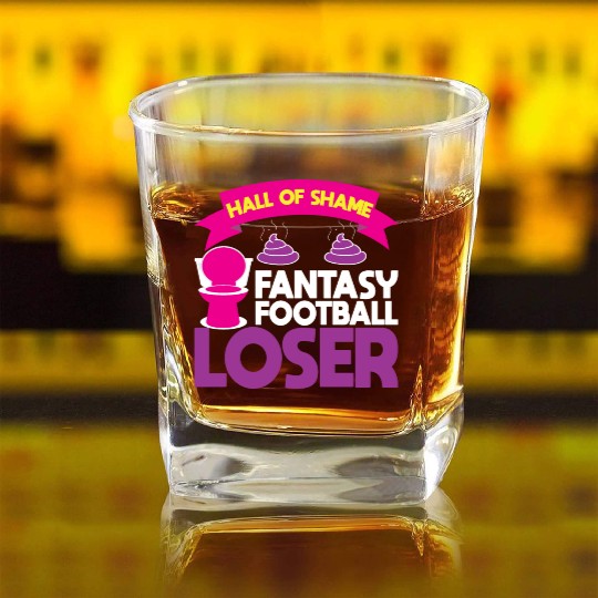 Fantasy Football Loser Poop Funny Square Whiskey Glasses