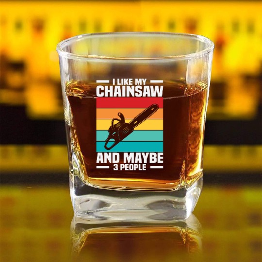 Chainsaw Woodworking Square Whiskey Glasses