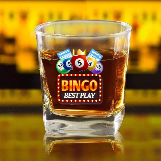 Bingo Best Play Quotes Bingo Slogan Square Whiskey Glasses