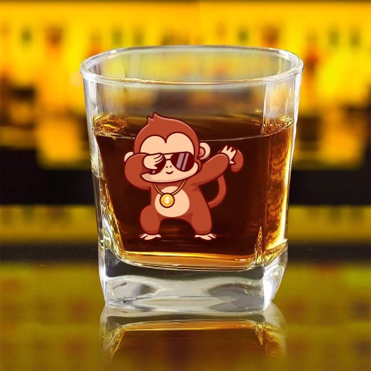 Cool monkey dabbing Square Whiskey Glasses
