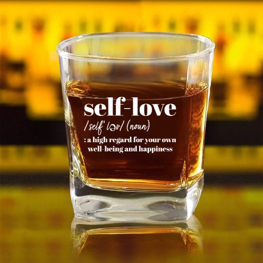 SELF LOVE DEFINED Square Whiskey Glasses