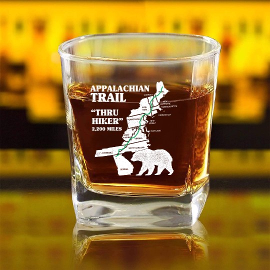 Thruh Hiker, Appalachian Trail - US Trail Square Whiskey Glasses