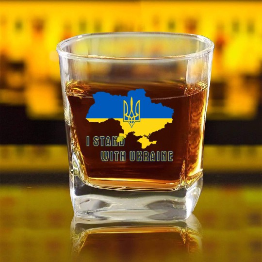 I Stand With Ukraine Square Whiskey Glasses