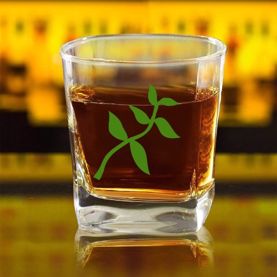 plant olive branch Square Whiskey Glasses
