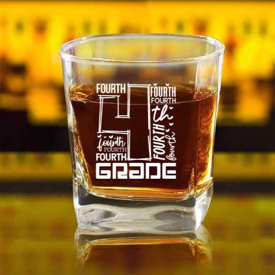 Fourth 4th Grade Square Whiskey Glasses