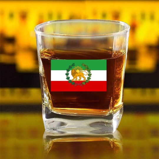Flag of Iran Lion and Sun Square Whiskey Glasses