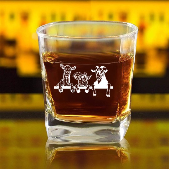 Hanging Goats Girls Women Funny Goat Lover Square Whiskey Glasses