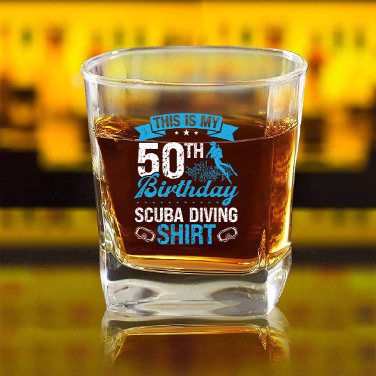 50th Birthday Scuba Diving Diver 50 Year Old Square Whiskey Glasses