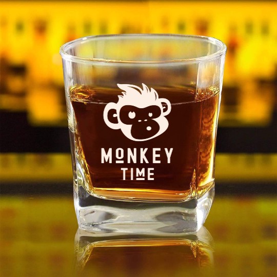 It's Monkey Time Cute Funny Monkey Face Square Whiskey Glasses
