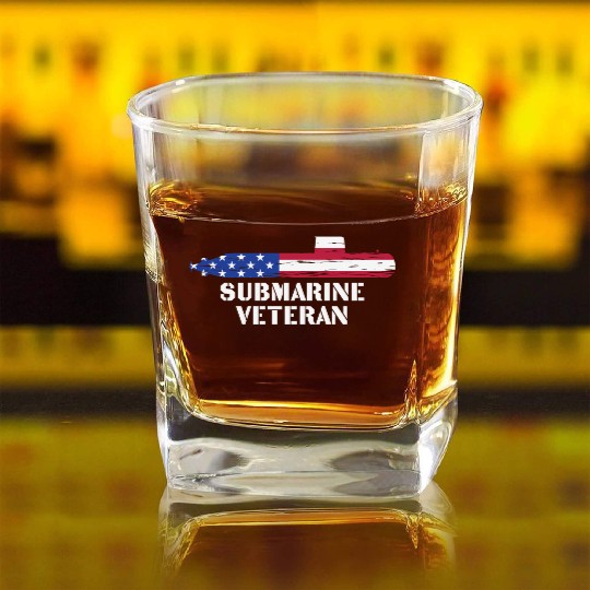 Submarine Veteran Submariner US Military Square Whiskey Glasses