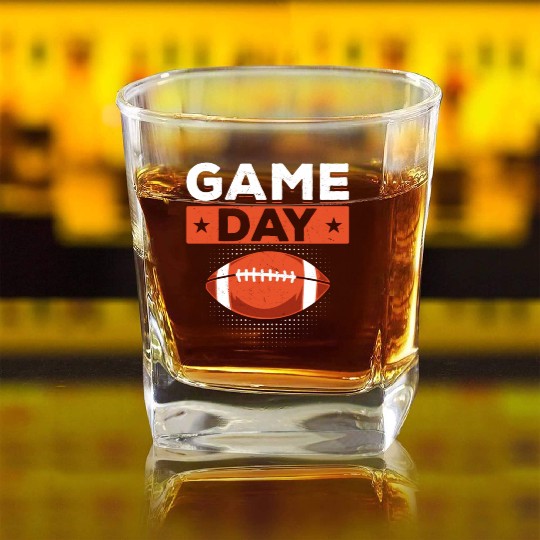 Retro American Football Game Day Square Whiskey Glasses