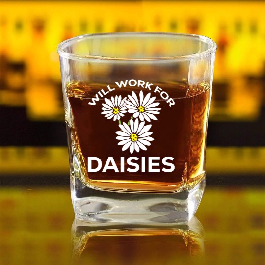 Daisy Garden Gardening Gardener Square Whiskey Glasses