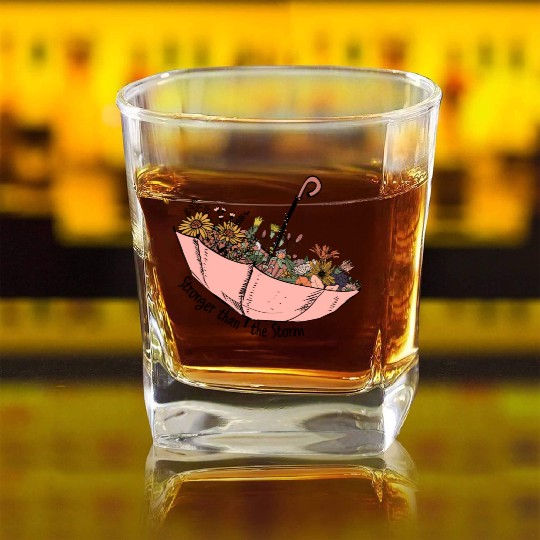 Stronger than the storm sublimation Square Whiskey Glasses
