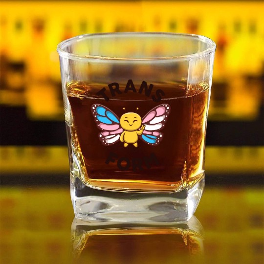 Transgender Monarch Butterfly Trans Form Kawaii Square Whiskey Glasses