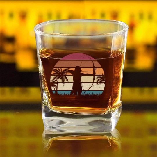 Archery Woman Archer Bow And Arrow Archery Girl Square Whiskey Glasses