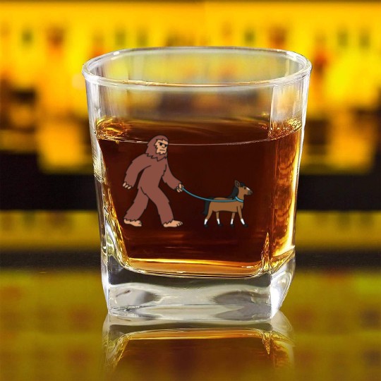 Bigfoot Sasquatch Walking Horse Square Whiskey Glasses