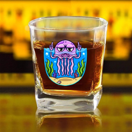 Jelly Fish Middle Finger Jellyfish Square Whiskey Glasses