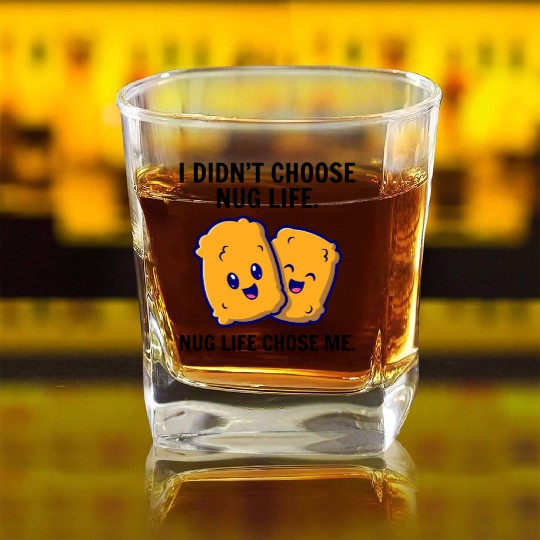 Chicken Nuggets Fast Food Funny Saying Square Whiskey Glasses