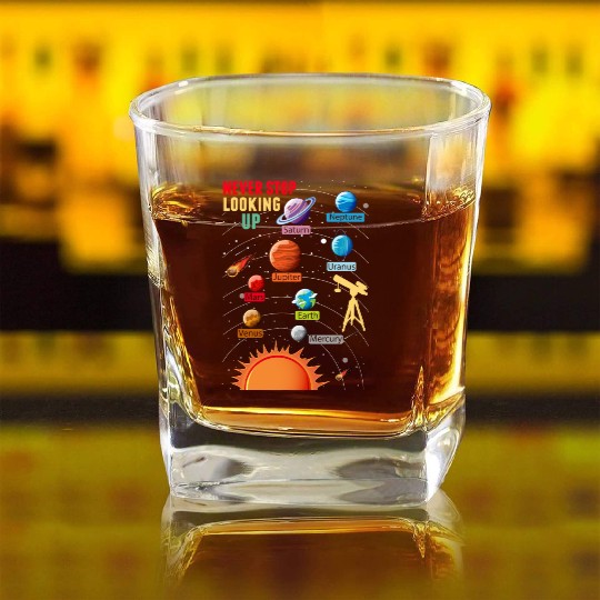 Telescope Solar System Planets Astronomy Lover Square Whiskey Glasses