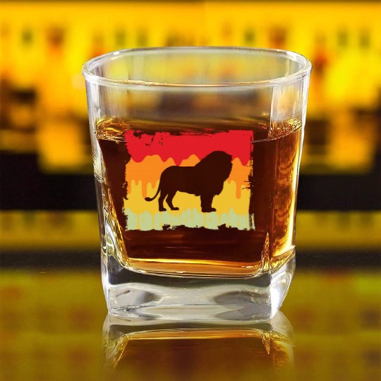 lion retro Square Whiskey Glasses